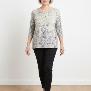 Elegant Blue Floral Women's Top